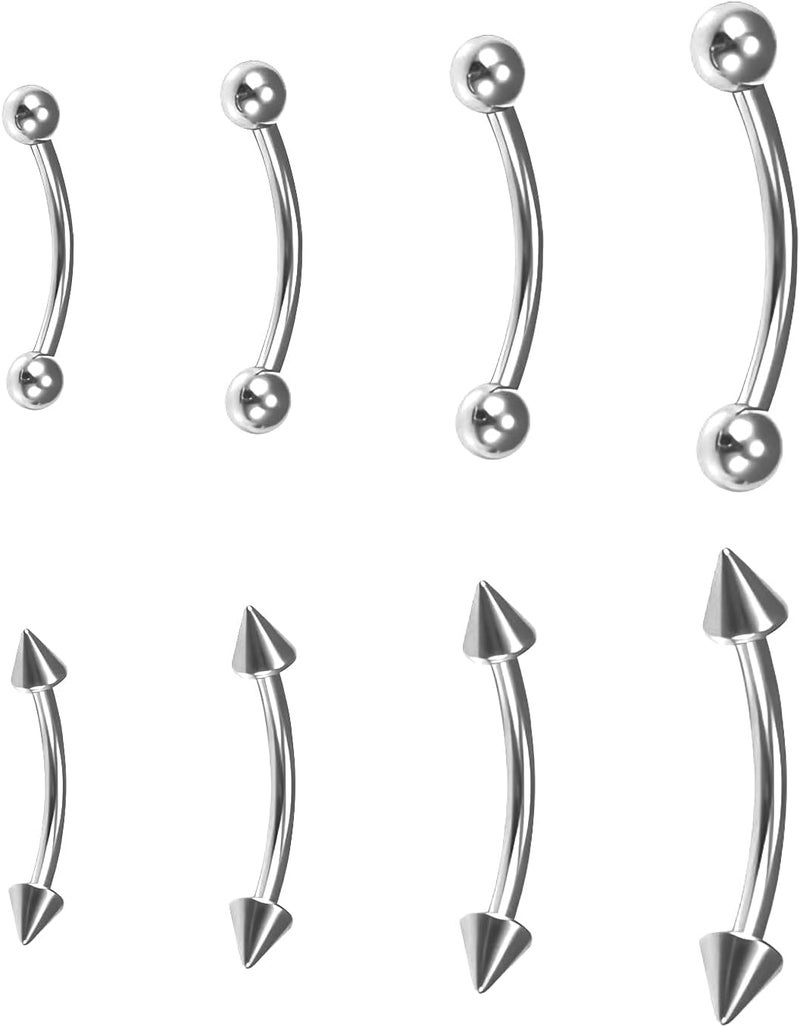 BLISI G23 Solid Titanium Eyebrow Piercing Jewelry, Gokd Black Rose Gold Silver Pink Rainbow Eyebrow Rings 16G Curved Barbell,Tiny Vertical Labret Lip Jewelry Rook Piercing Jewelry for Women and Men - Image 1